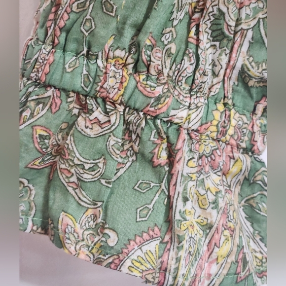 Cato PAISLEY BUTTON DOWN Flowing Smocked Collared Blouse Size XL - Picture 3 of 10